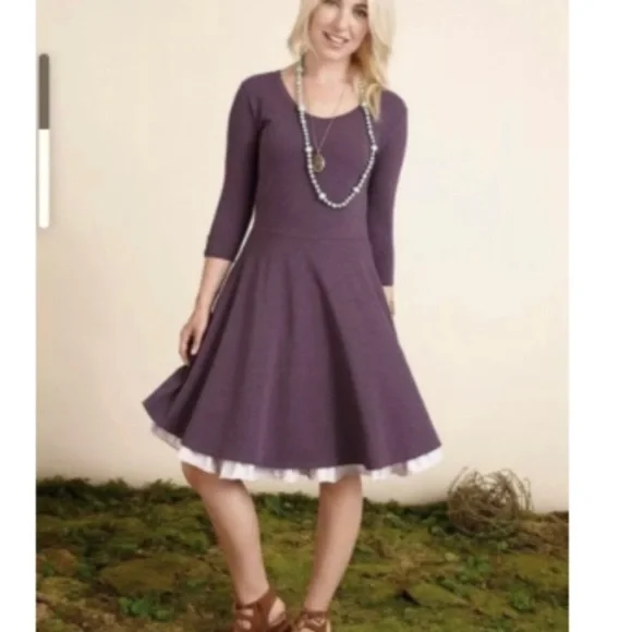 matilda jane womens purple dress Matilda Jane You & Me Charlie Revised Womens Plum Purple Cotton Knit Dress Small